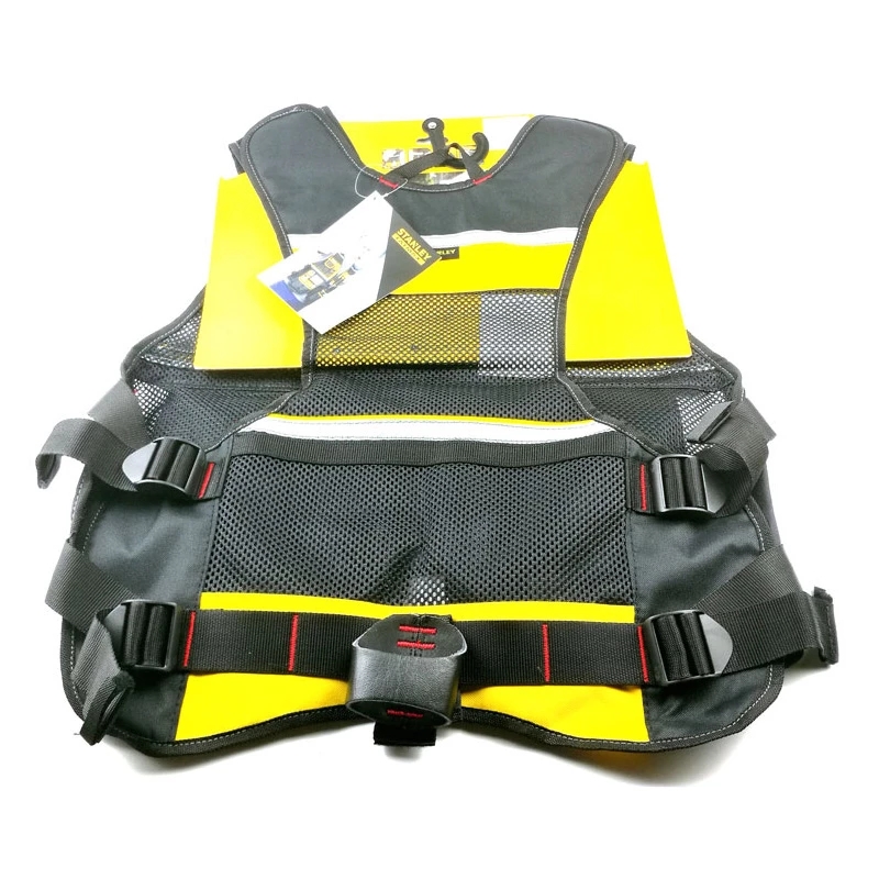 Multi-pocket-Work-Tool-Vest-with-Black-Yellow-Reflective-Safety-Strip-Adjustable-Strap-1853620-2