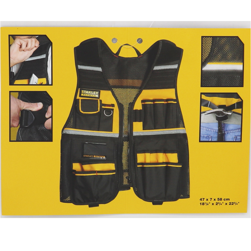 Multi-pocket-Work-Tool-Vest-with-Black-Yellow-Reflective-Safety-Strip-Adjustable-Strap-1853620-4