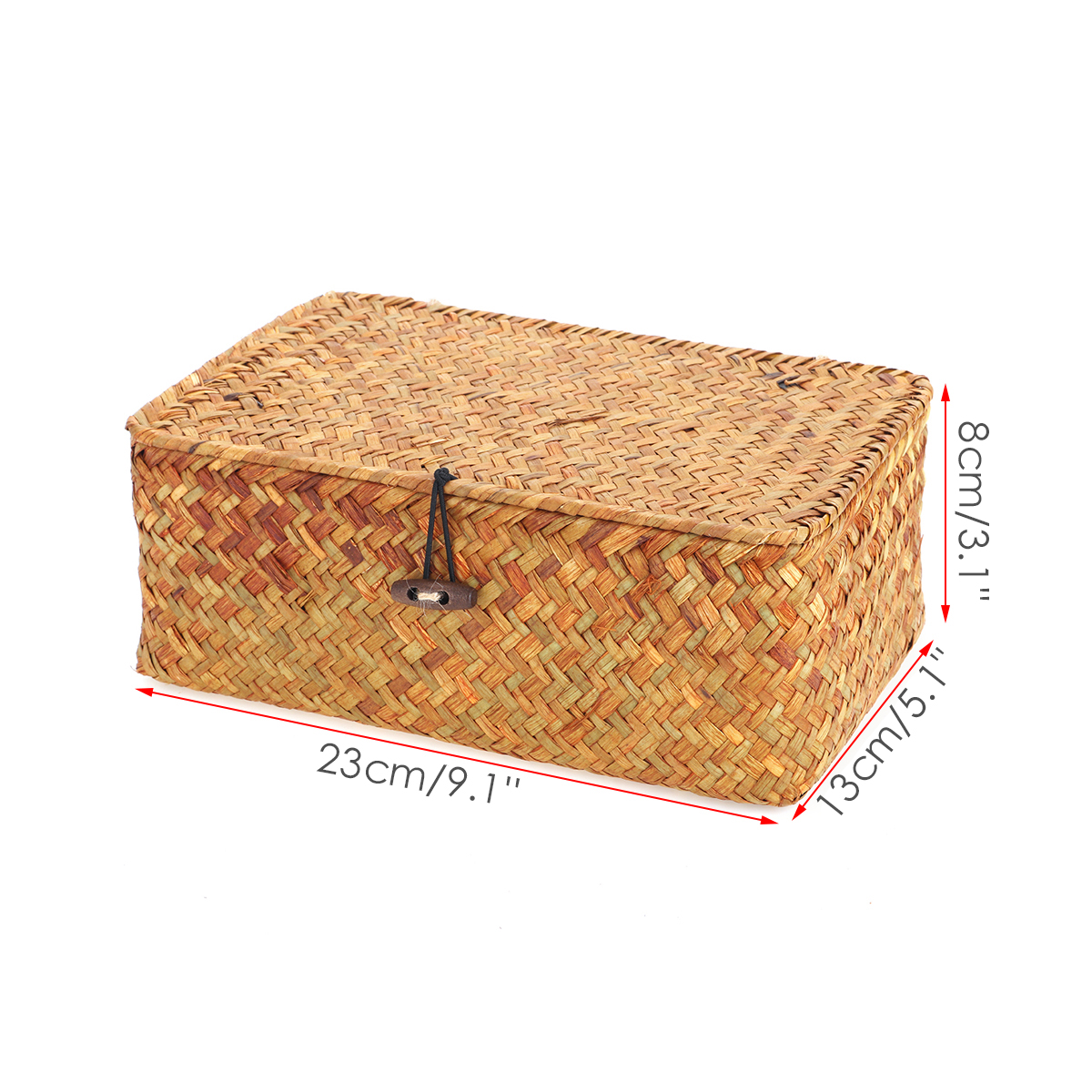 Storage-Box-Rectangular-Straw-Flower-Basket-with-Cover-Home-Garden-Fruit-Clothes-1748147-2