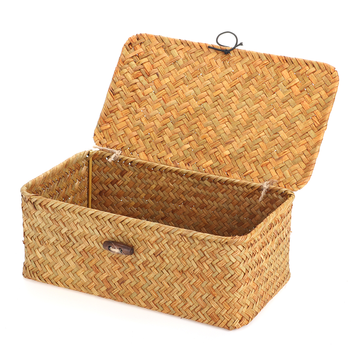 Storage-Box-Rectangular-Straw-Flower-Basket-with-Cover-Home-Garden-Fruit-Clothes-1748147-6
