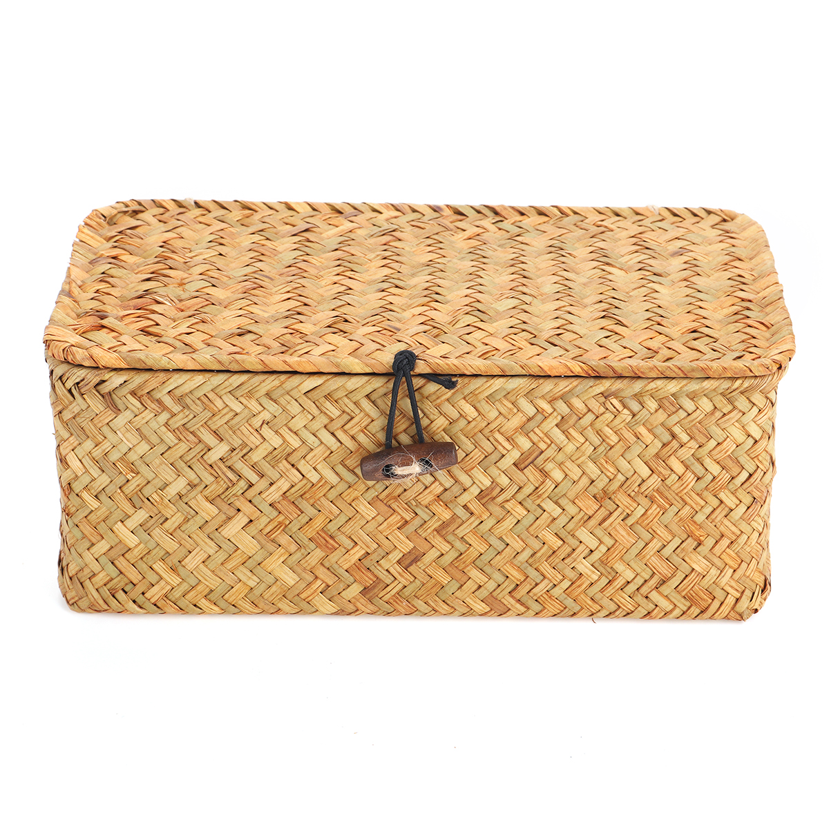 Storage-Box-Rectangular-Straw-Flower-Basket-with-Cover-Home-Garden-Fruit-Clothes-1748147-7