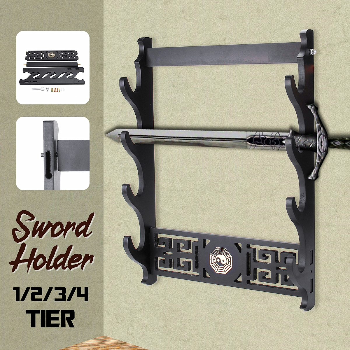 1-4-Tiers-Katana-Wakizashi-Bagua-Design-Holder-Wall-Mount-Bracket-Rack-Tool-Display-Hanger-1589094-1