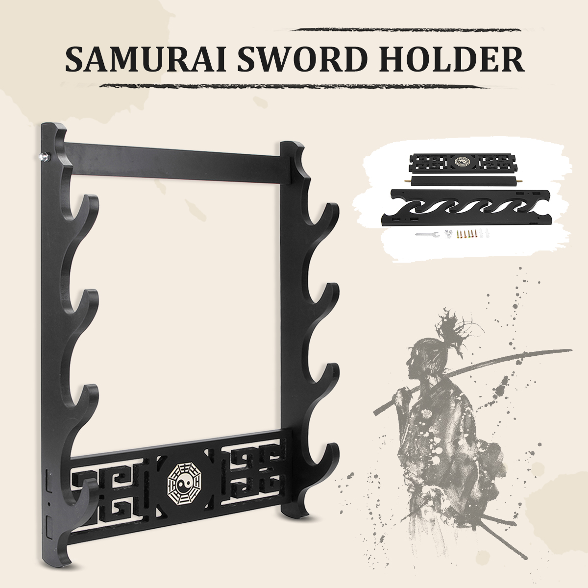 1-4-Tiers-Katana-Wakizashi-Bagua-Design-Holder-Wall-Mount-Bracket-Rack-Tool-Display-Hanger-1589094-2