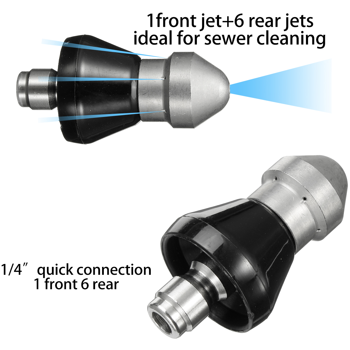 1-Front-6-Rear-Cleaning-Nozzle-14quot-Pressure-Washer-Drain-Stainless-Steel-Sewer-1634905-3