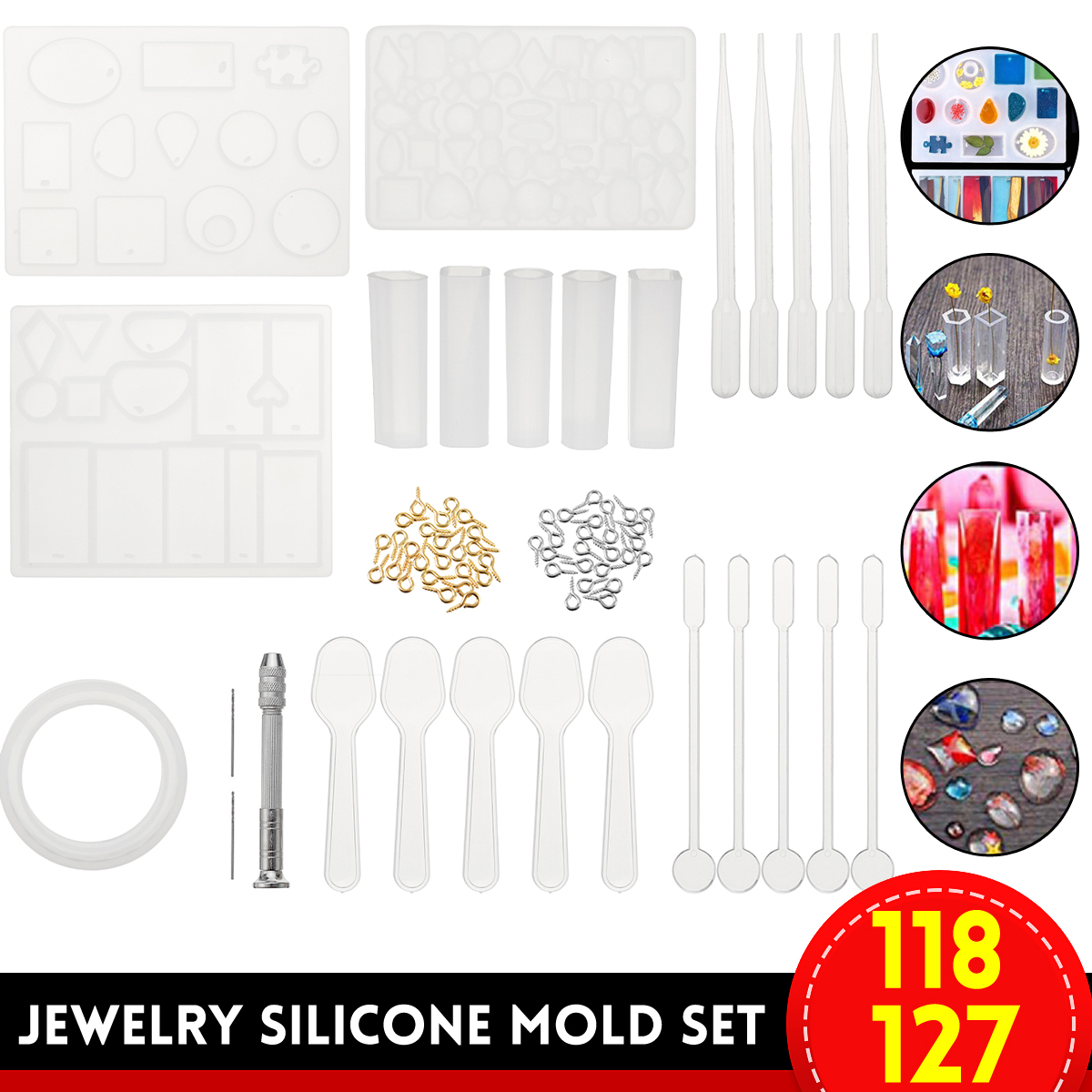 118127Pcs-Bangle-Pendant-Jewelry-Silicone-Mold-Set-Resin-Casting-Mold-Craft-DIY-1677398-2