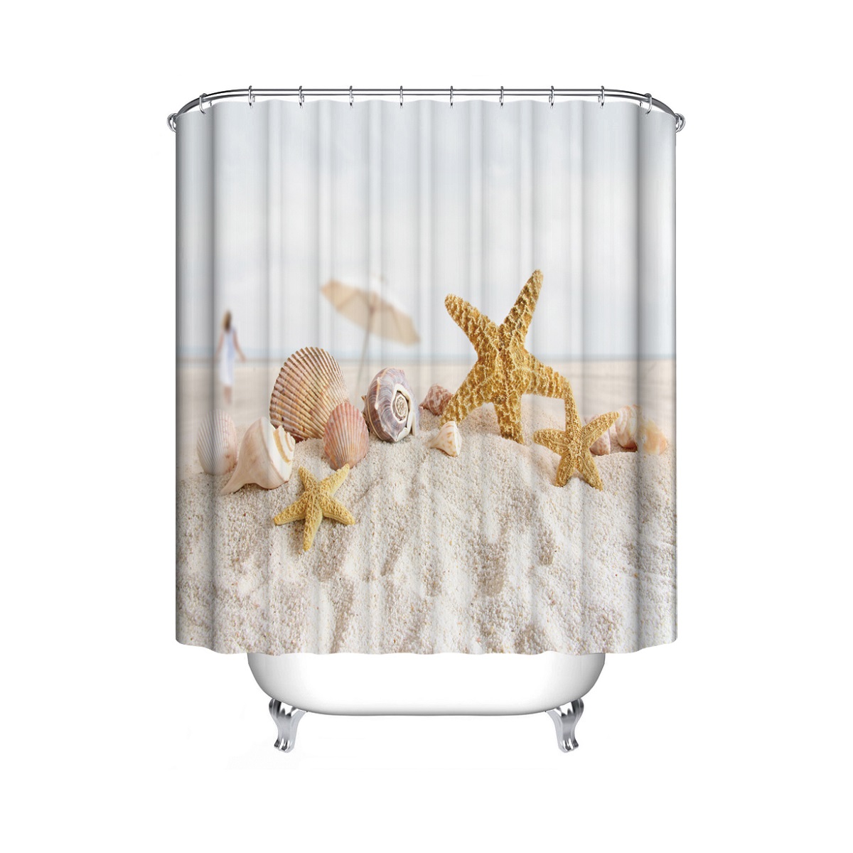 180x180cm-Bath-Waterproof-Shell-Starfish-Beach-Bathroom-Shower-Curtain-1746296-1