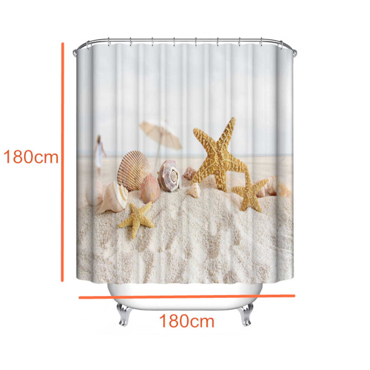 180x180cm-Bath-Waterproof-Shell-Starfish-Beach-Bathroom-Shower-Curtain-1746296-3