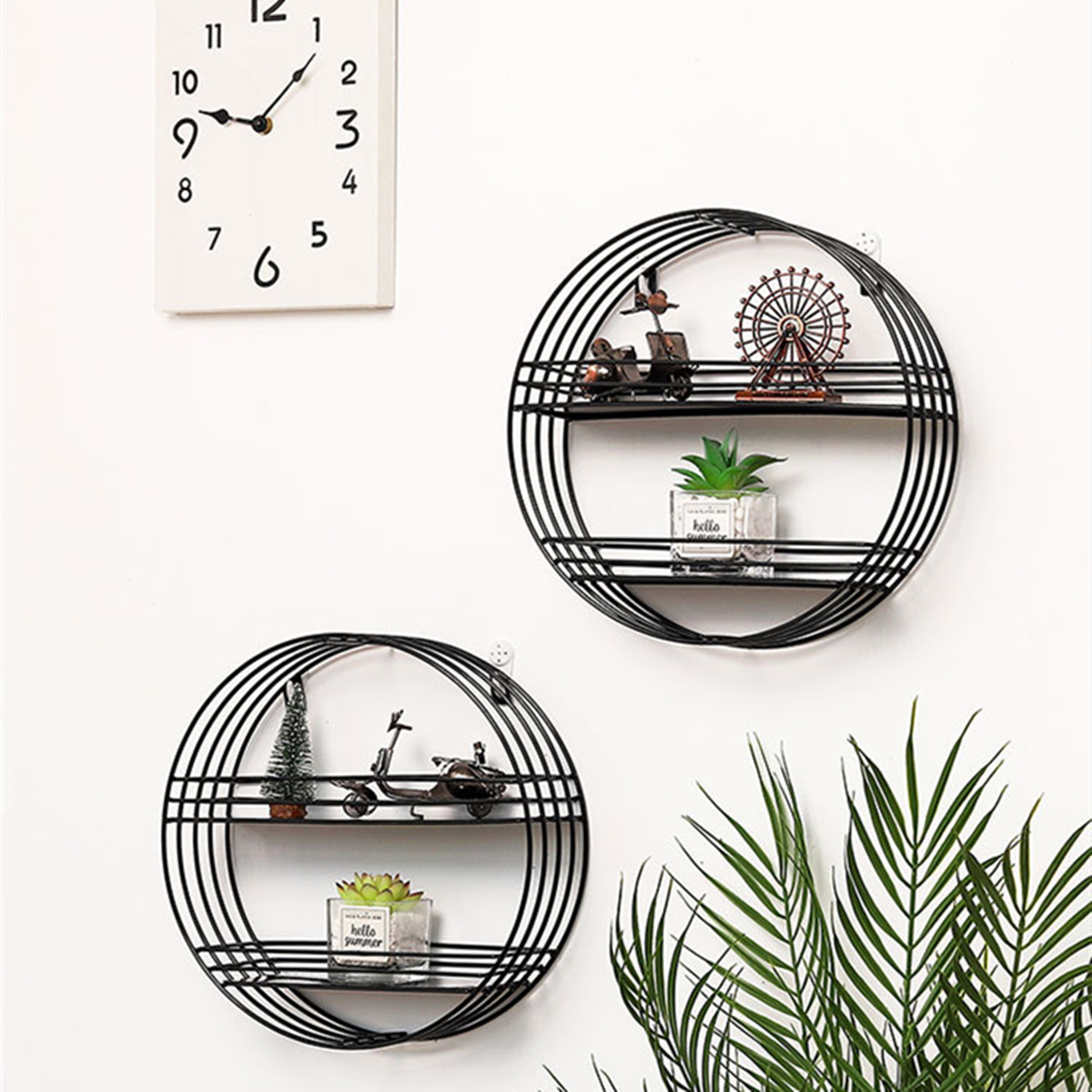 2-Tier-Wall-Shelf-Iron-Hanging-Storage-Holder-Display-Rack-Organizer-1642137-2