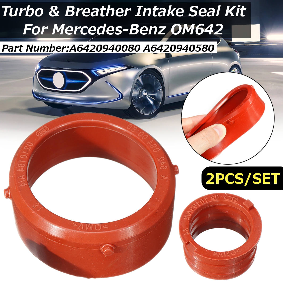 2pcs-Red-Turbo--Breather-Intake-Seal-Kit-For-Mercedes-Benz-OM642-A6420940080-A6420940580-1747599-2