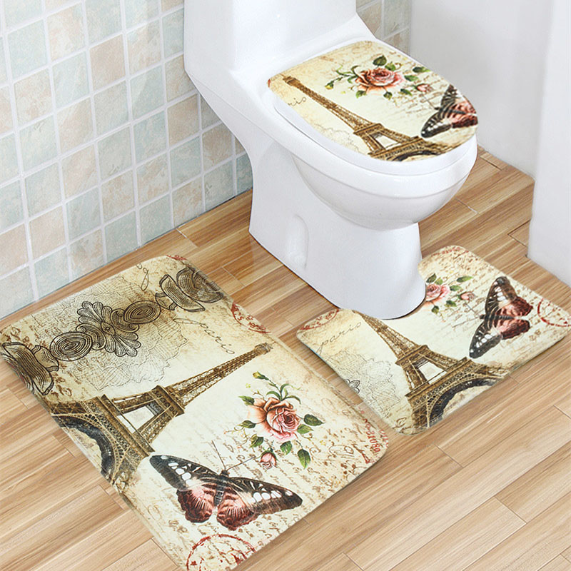 3PcsSet-Eiffel-Tower-Flannel-Floor-Pedestal-Rug-Lid-Toilet-Cover-Bath-Carpet-Mat-1634206-1