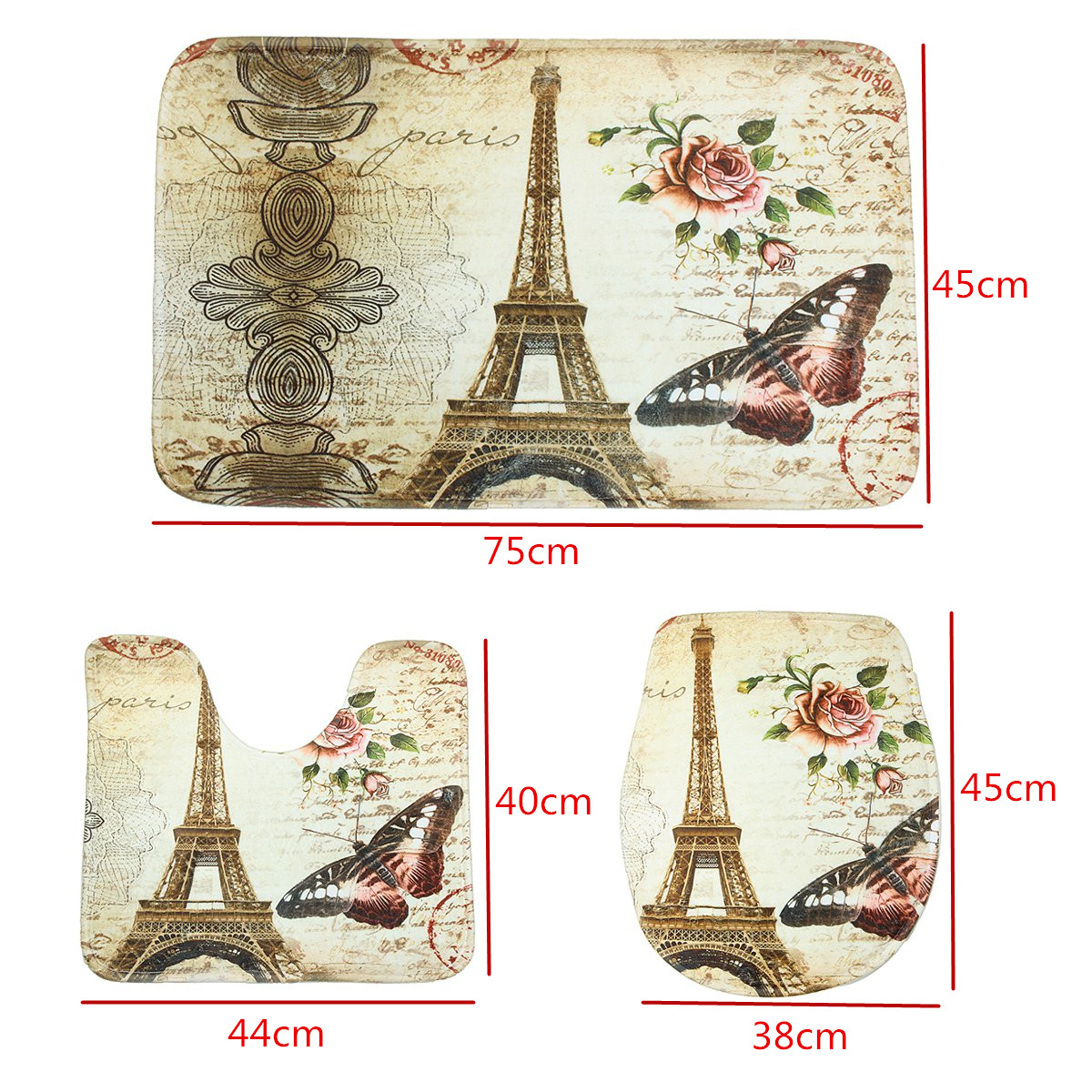 3PcsSet-Eiffel-Tower-Flannel-Floor-Pedestal-Rug-Lid-Toilet-Cover-Bath-Carpet-Mat-1634206-2