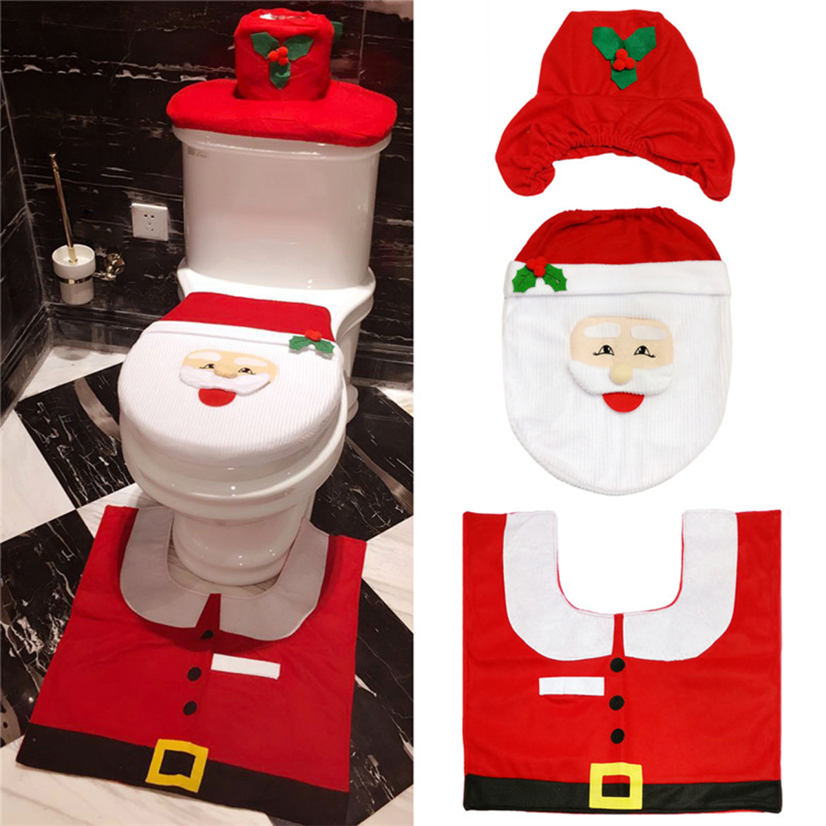 3pcs-Christmas-Xmas-Decoration-Santa-Toilet-Seat-Cover--Rug-Bathroom-Mat-Set-Floor-Mat-1591186-1