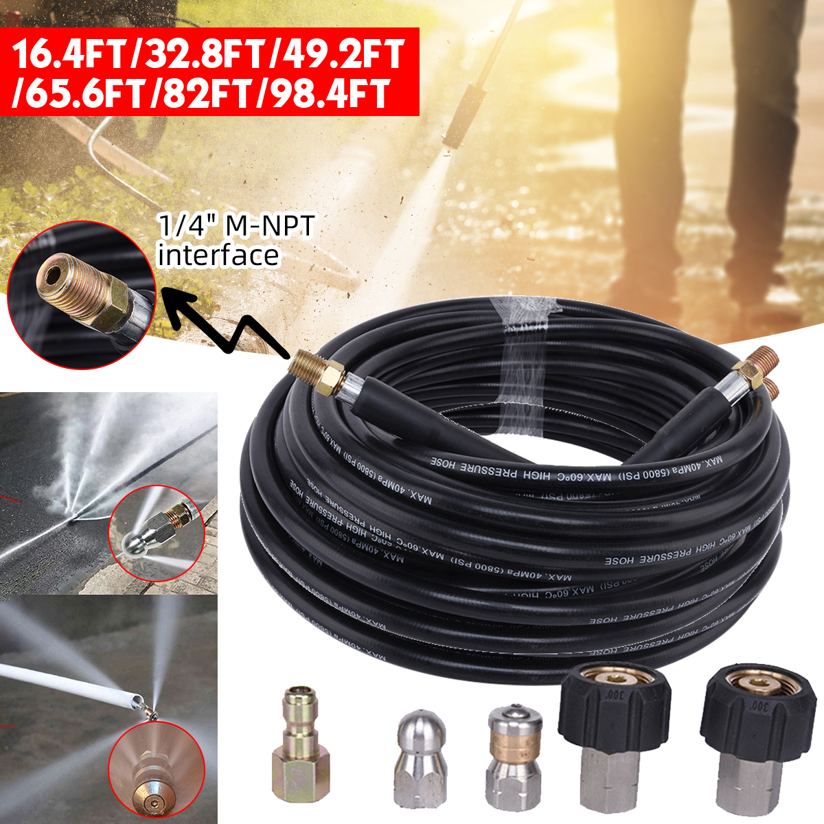 5-30m-14quot-M-NPT-Hose-Sewer-Line-And-Drain-Jetter-Kit-W-Sewer-Nozzle--Adapter-1717545-2