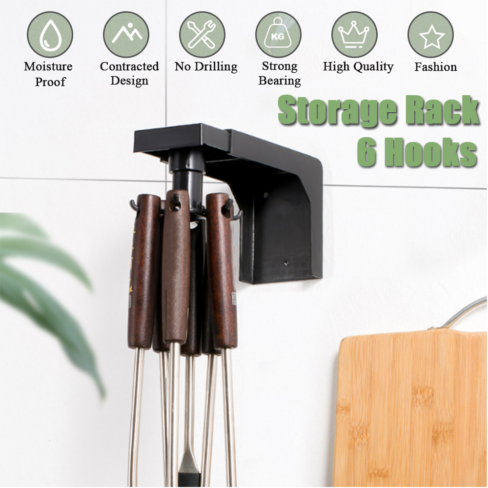 6-Hooks-Kitchen-Shelf-Storage-Rack-Rotate-Telescopic-Punch-Free-Installation-1604478-2