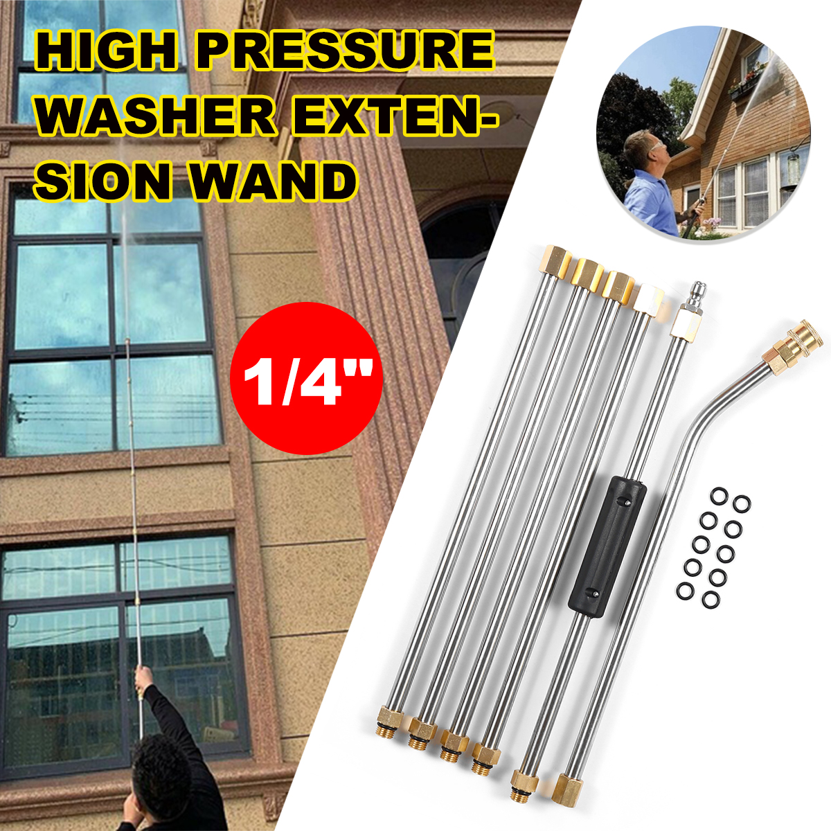 6PCS-High-Pressure-Washer-Extension-Spray-Lance-Wand-14-Inch-With-10pcs-O-ring-1695809-1