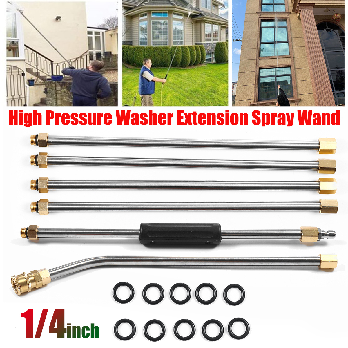 6PCS-High-Pressure-Washer-Extension-Spray-Lance-Wand-14-Inch-With-10pcs-O-ring-1695809-2