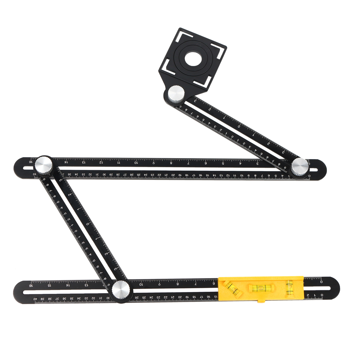 Aluminum-Multifunction-Four-Square-Folding-Ruler-Woodworking-Scriber-Position-Hole-Opener-1368801-2