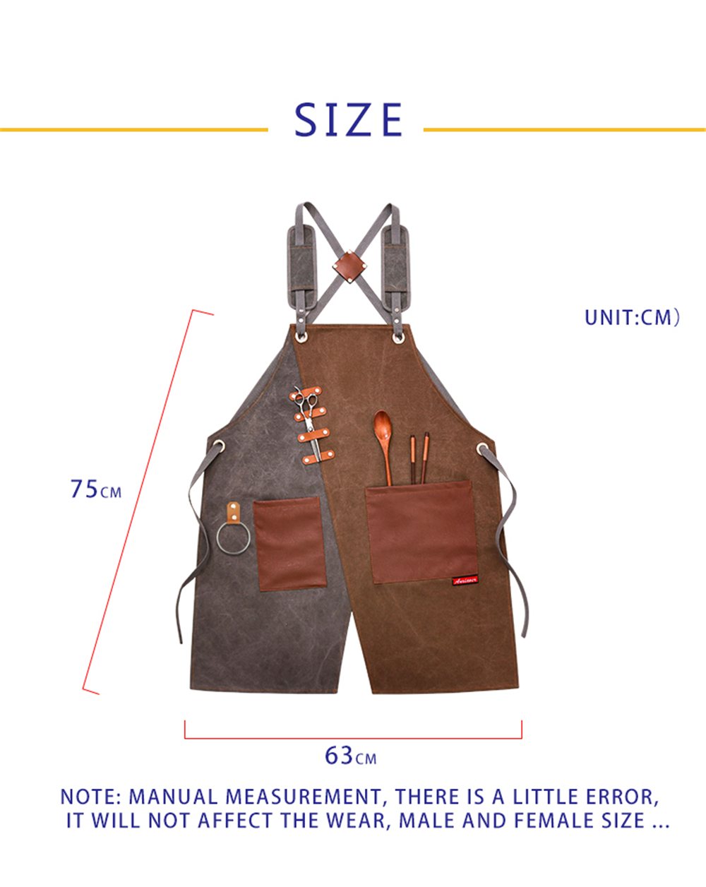Cowboy-Denim-Apron-Shop-Apron-Pockets-Waxed-Wax-Cloth-Waterproof-Apron-Woodworking-Chef-Tool-Storage-1781332-2