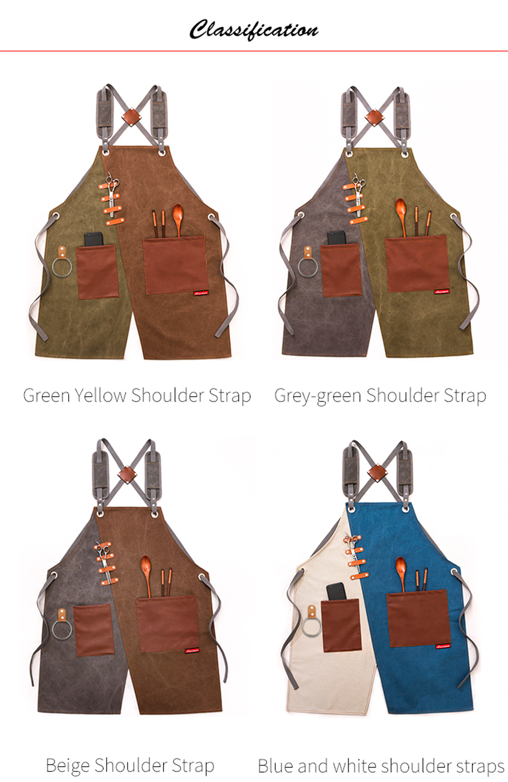 Cowboy-Denim-Apron-Shop-Apron-Pockets-Waxed-Wax-Cloth-Waterproof-Apron-Woodworking-Chef-Tool-Storage-1781332-3