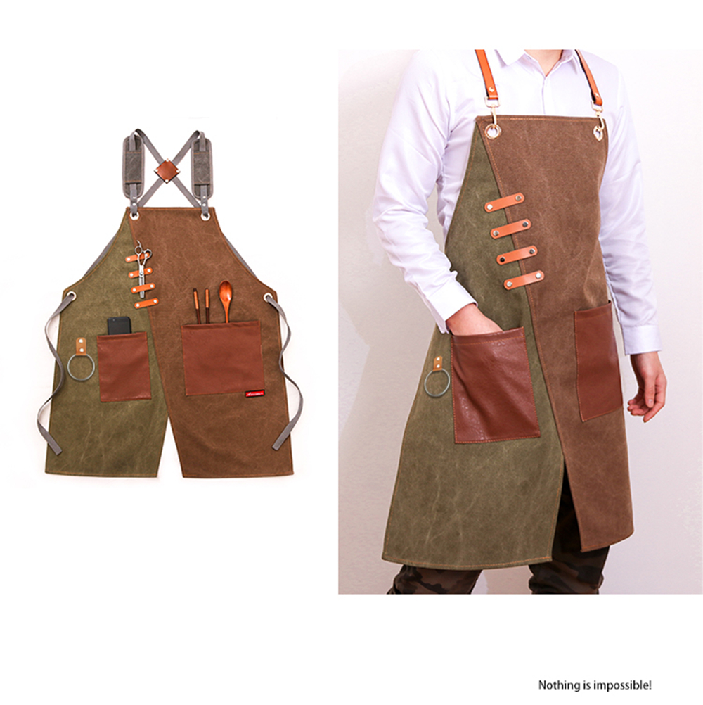 Cowboy-Denim-Apron-Shop-Apron-Pockets-Waxed-Wax-Cloth-Waterproof-Apron-Woodworking-Chef-Tool-Storage-1781332-10