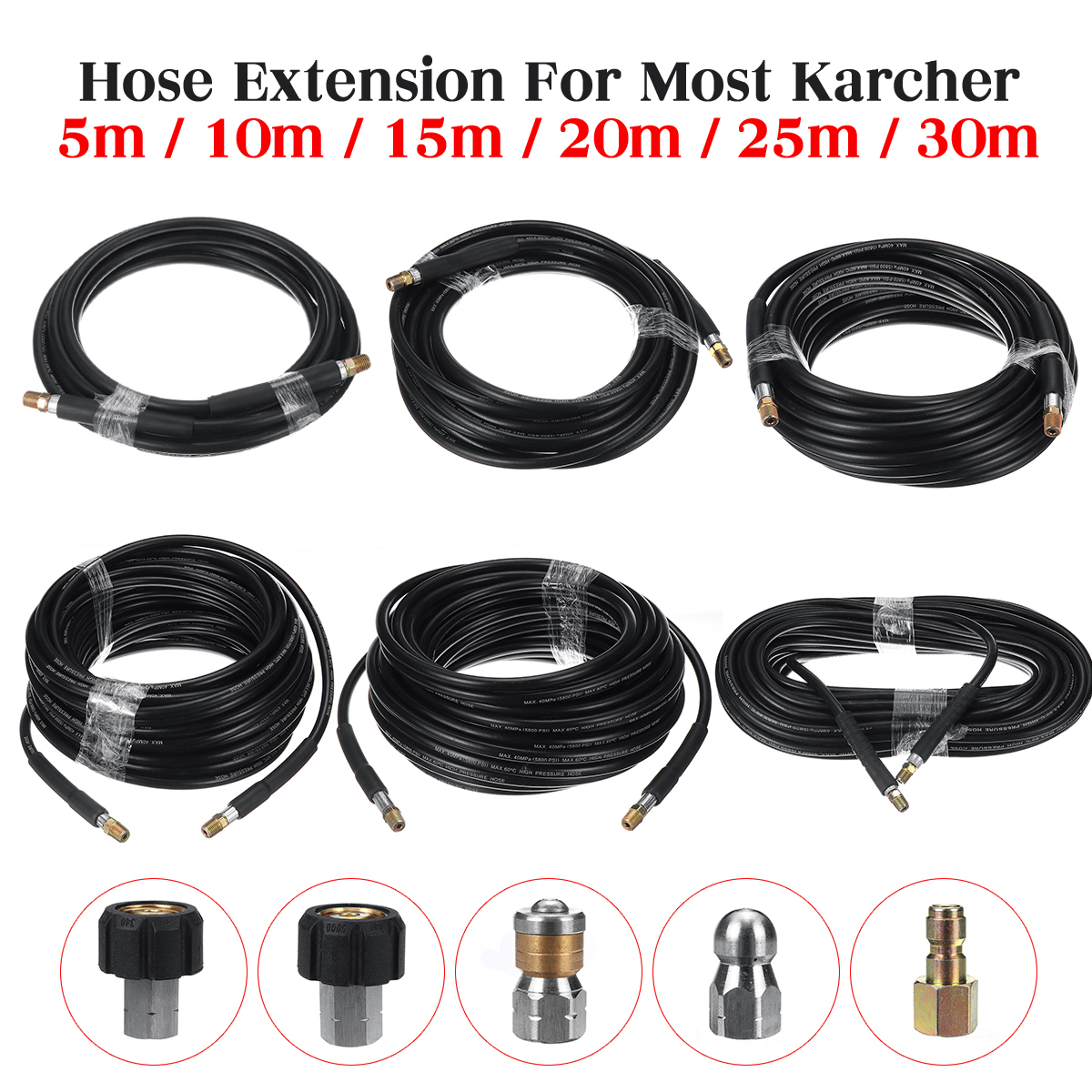 Pressure-Washer-Replaced-Hose-40MPa-5800PSI--W-5-x-Adapter-For-Most-of-Karcher-1616229-1