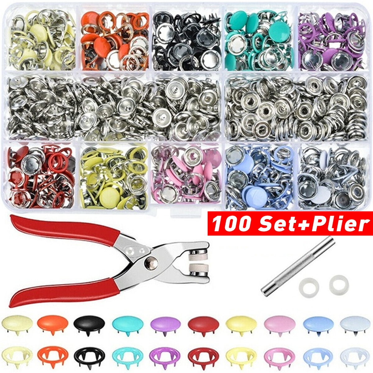 100200-Sets-DIY-Press-Studs-Tools-Kit-Assorted-Colors-Snap-Metal-Sewing-Buttons-1618875-3