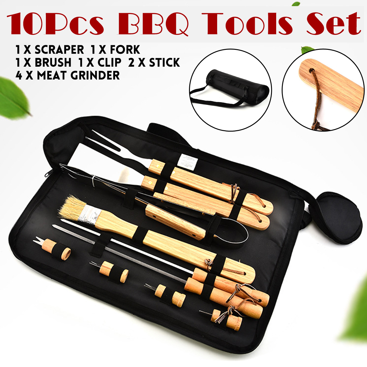 10Pcs-BBQ-Tools-Set-BarbecueGrilling-Utensil-Kit-Scraper-Fork-Brush-Clip-1809121-1