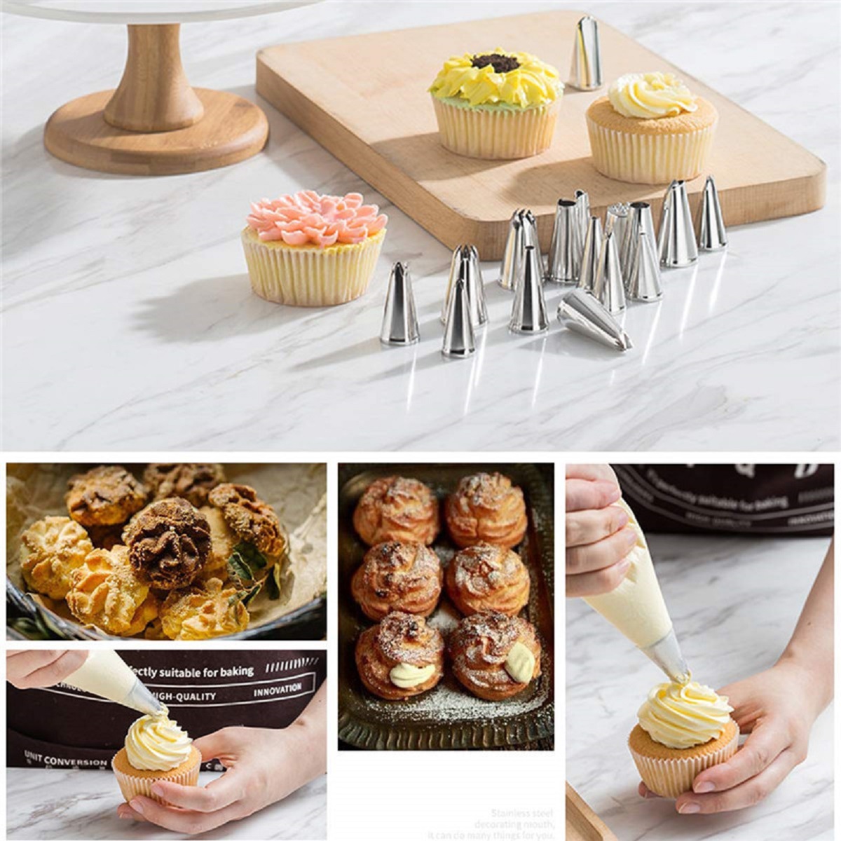 117Pcs-Cake-Decorating-Tool-Kit-Baking-Fondant-Supplies-Turntable-Bag-Tip-Spatula-1776531-11