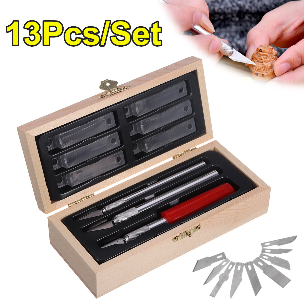 13PcsSet-Carving-Craft-Knive-Pen-Engraving-Blade-Wood-Cutter-Repair-Hand-Tools-Kit-1707554-1