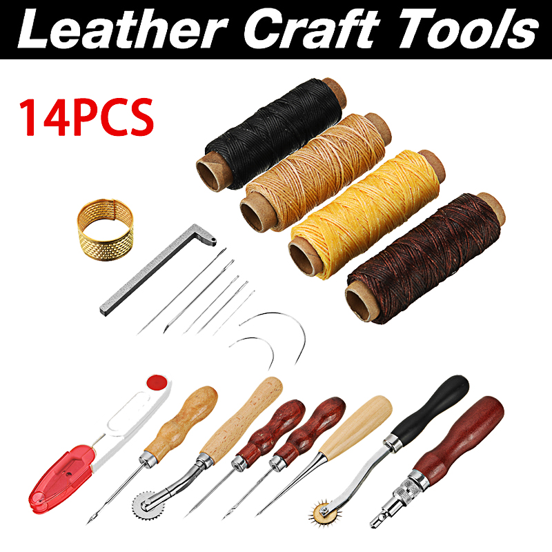 14Pcs-Professional-Leather-Craft-Working-Tools-Kit-for-Hand-Sewing-Tools-DIY-1902746-1
