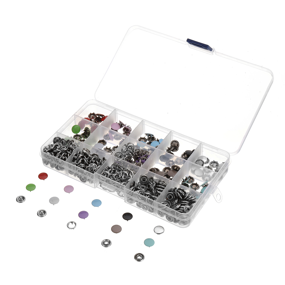 150-Sets-Stainless-Steel-Buttons-Snaps-Fasteners-Dummy-Clips-Press-Studs-10-Colors-1451584-5