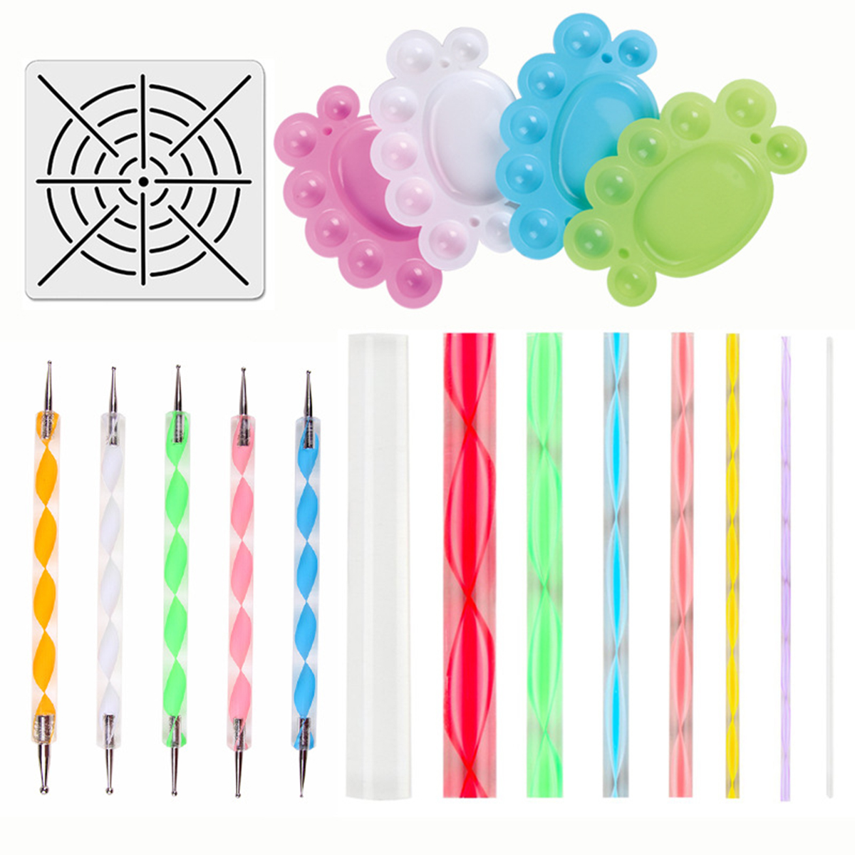 15pcs-Mandala-Dotting-Painting-Rocks-Drawing-Pen-Stencil-Paint-Tray-Tools-Kit-DIY-1448927-6