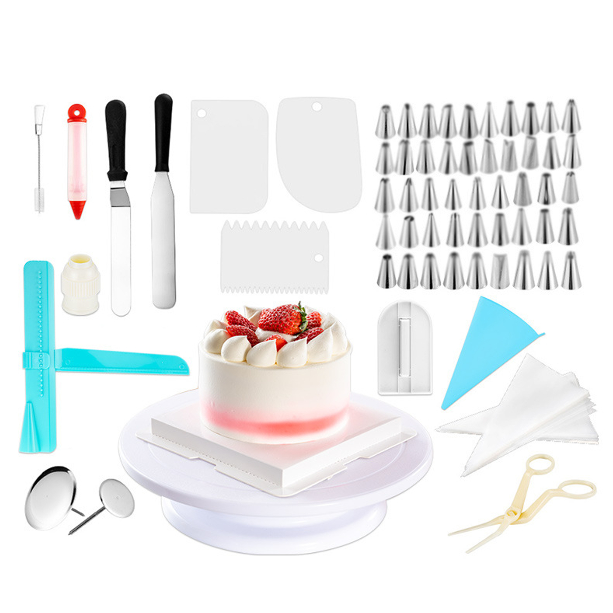 164Pcs-DIY-Cake-Decor-Kit-Tools-Baking-Supplies-Turntable-Sets-Spatula-Stand-Kits-1798162-6