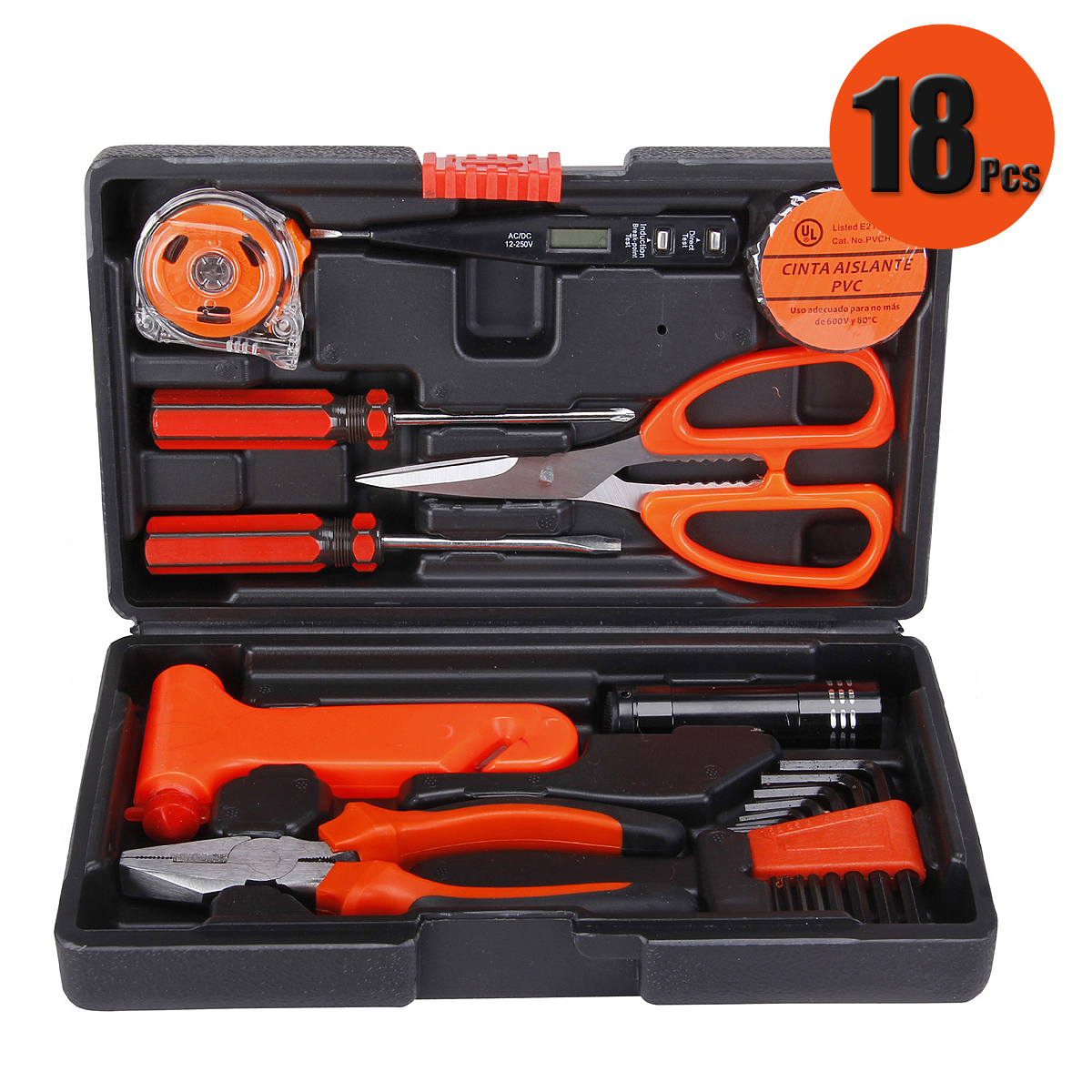18Pcs-Multifuntional-Tools-Set-Steel-Household-Woodworking-Kits-Hardware-Toolbox-Tools-Kit-1269409-1