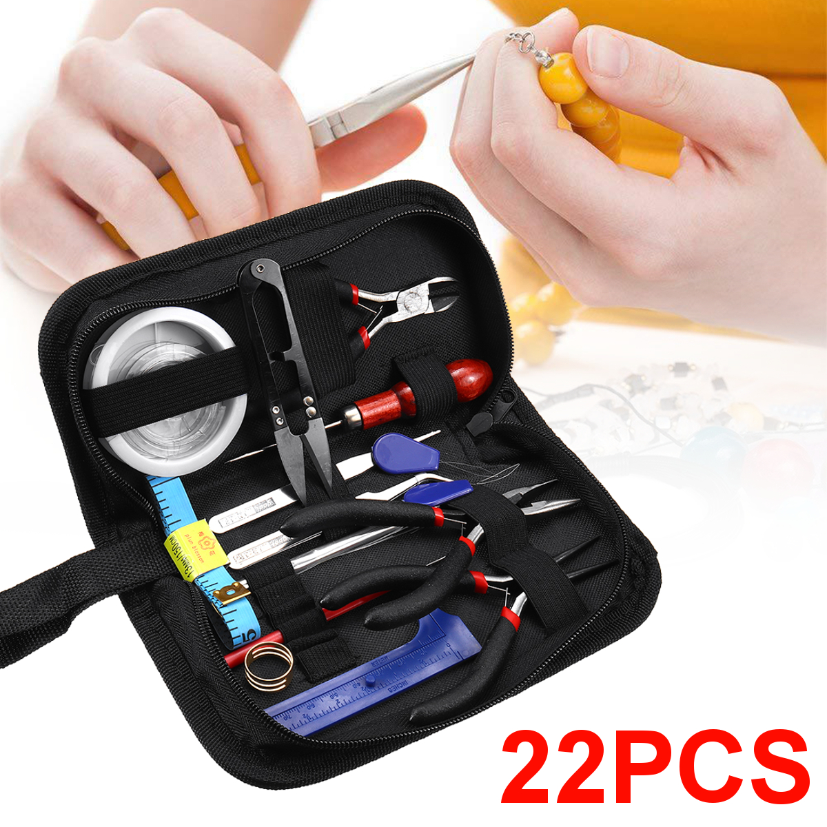 22Pcs-Jewelry-Making-Tools-Repair-Kit-Jewelry-Pliers-Beading-Wire-Set-DIY-Craft-1713659-1