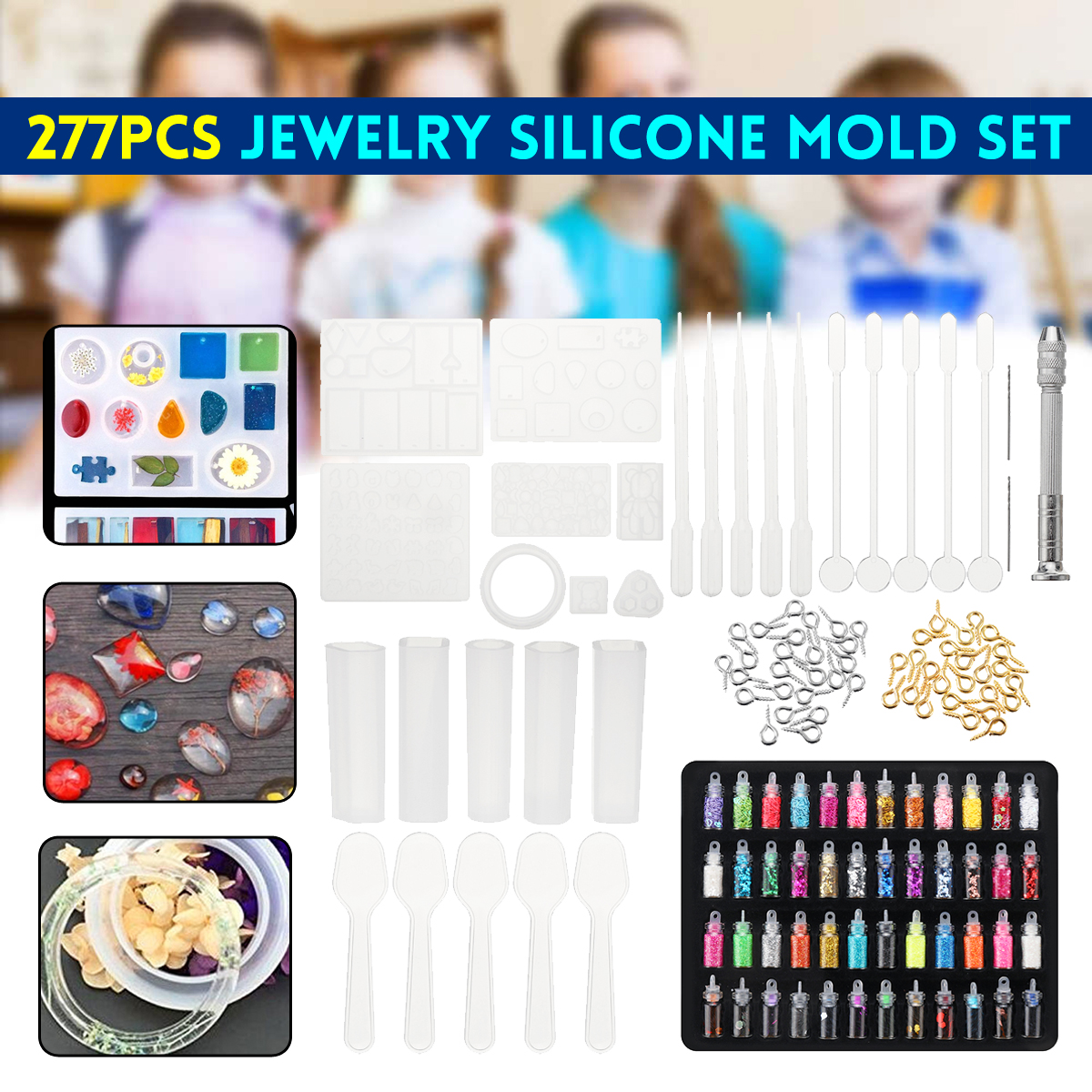 277Pcs-Jewelry-Silicone-Mold-Set-DIY-Craft-Resin-Casting-Making-Jewelry-Pendant-1768742-1