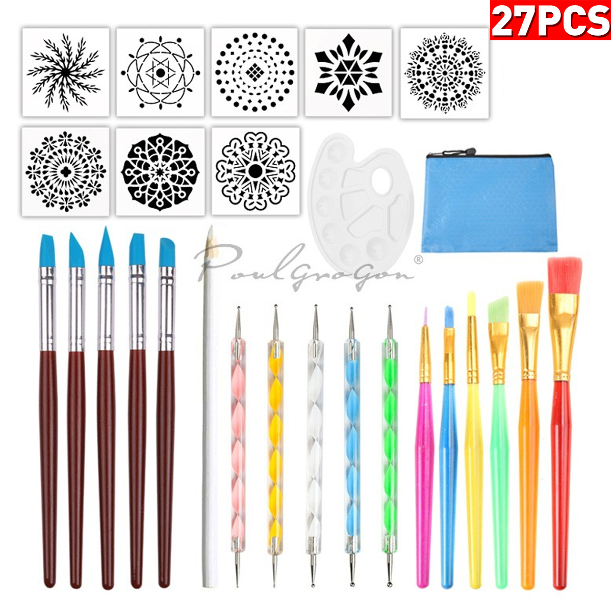 27Pcs-Acrylic-Spiral-Bar-Mould-Kit-Dotting-Painting-Tool-Mandala-Rocks-Painting-Stencils-1677012-1