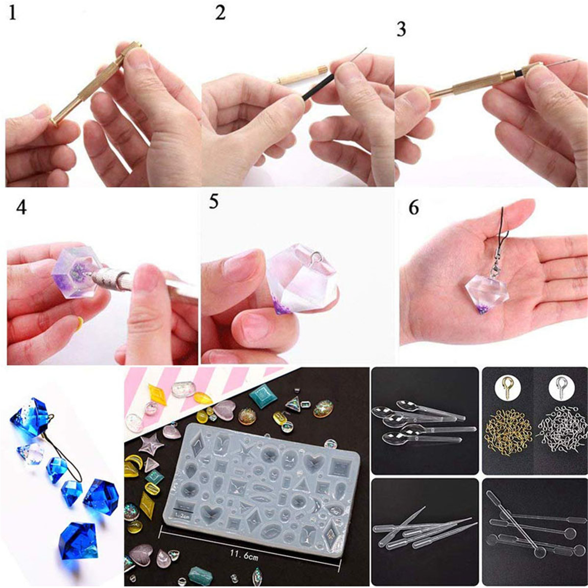 285Pcs-Resin-Casting-Molds-Kit-Silicone-Making-Jewelry-DIY-Pendant-Craft-Mould-Tools-Kit-1808480-2