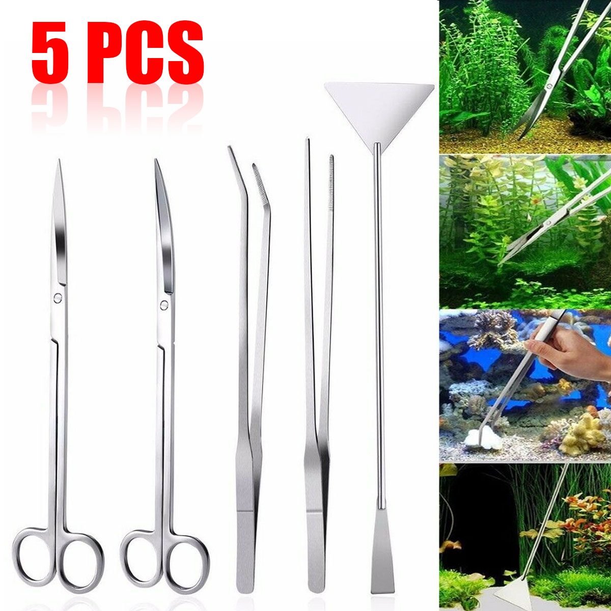 345Pcs-Aquarium-Fish-Tank-Tools-Scissors-Tweezers-Aquatic-Stainless-Trim-Tool-1669408-4