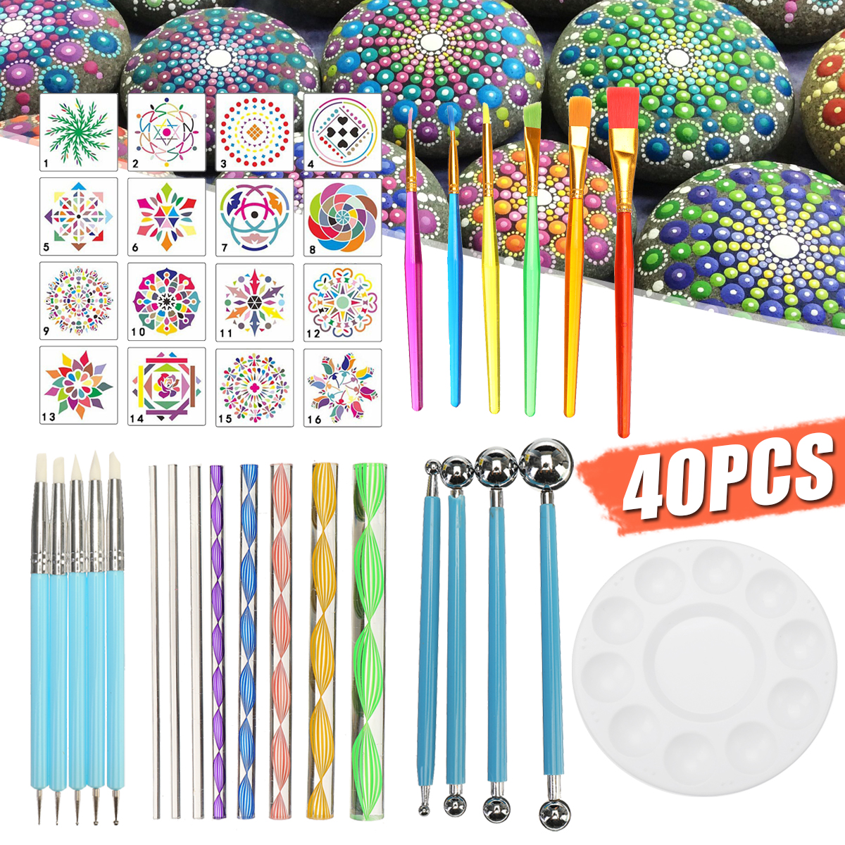 40Pcs-Mandala-Dotting-Tools-Set-Kit-Painting-Rocks-Stone-Art-Pen-Paint-Stencil-Tools-Kit-1725544-1