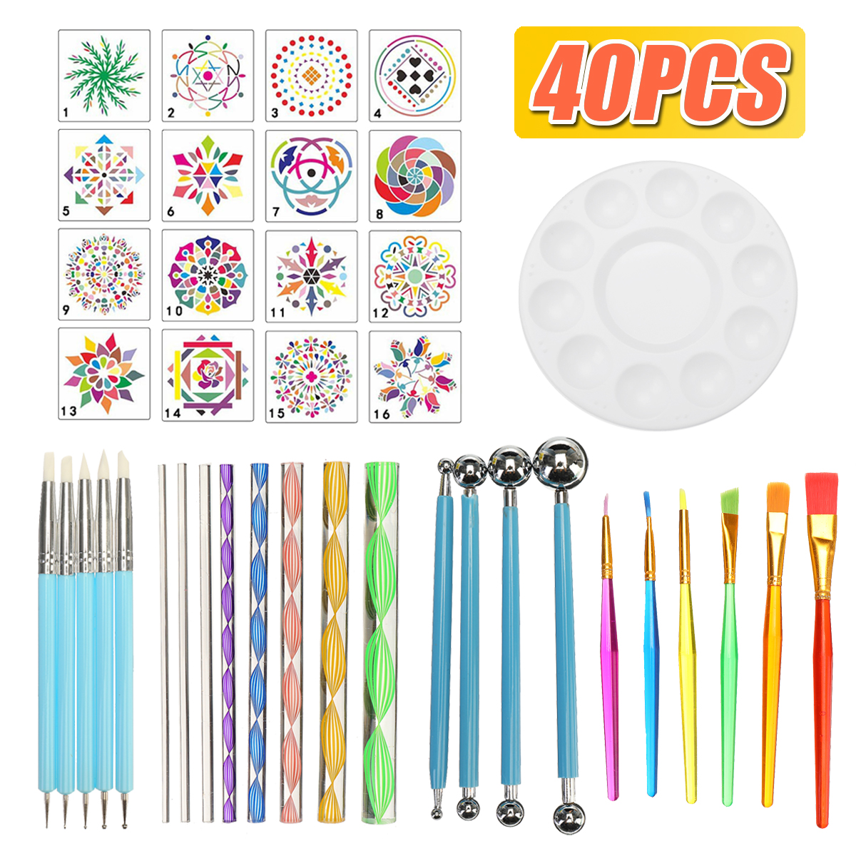 40Pcs-Mandala-Dotting-Tools-Set-Kit-Painting-Rocks-Stone-Art-Pen-Paint-Stencil-Tools-Kit-1725544-2