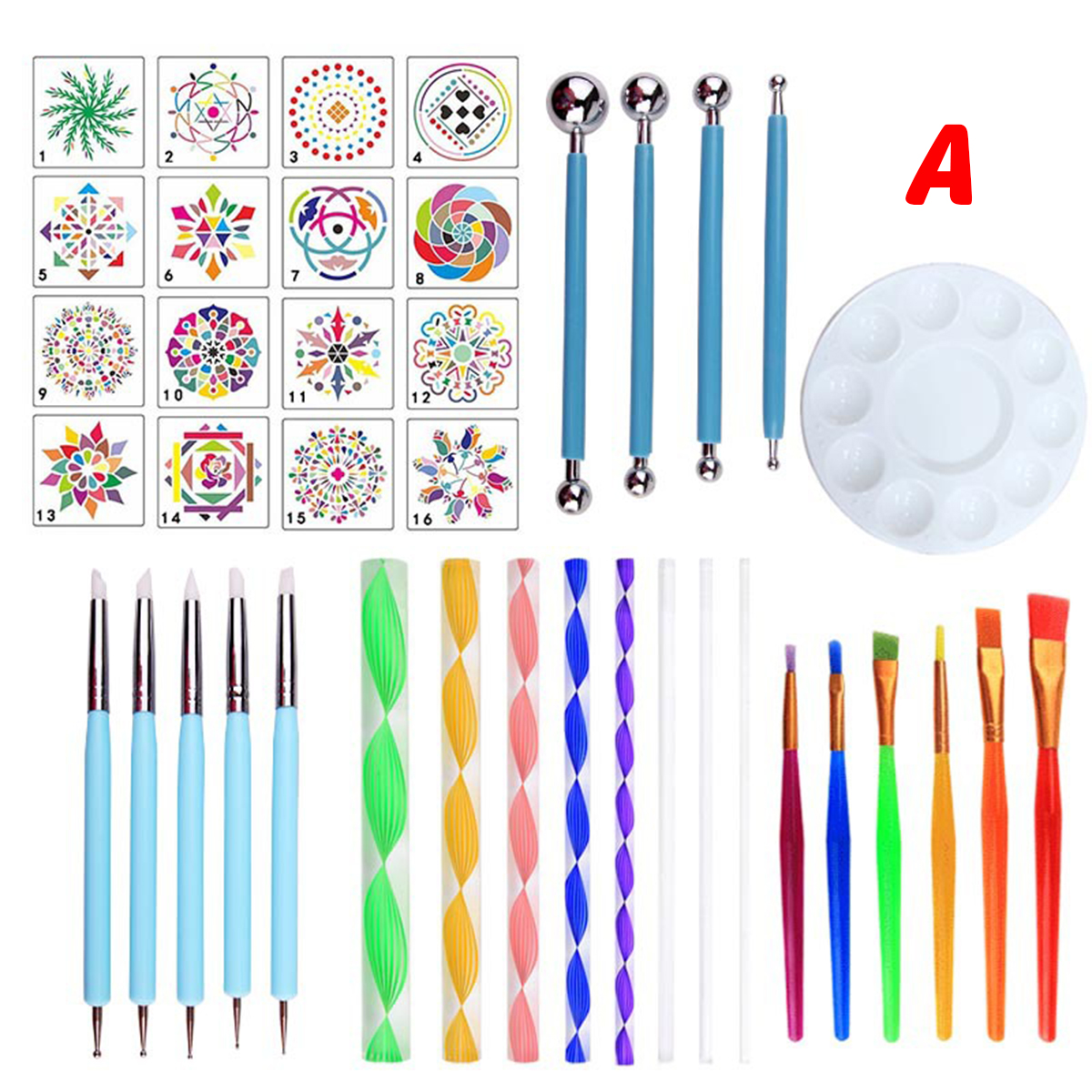 40Pcs-Mandala-Dotting-Tools-Set-Kit-Painting-Rocks-Stone-Art-Pen-Paint-Stencil-Tools-Kit-1725544-5