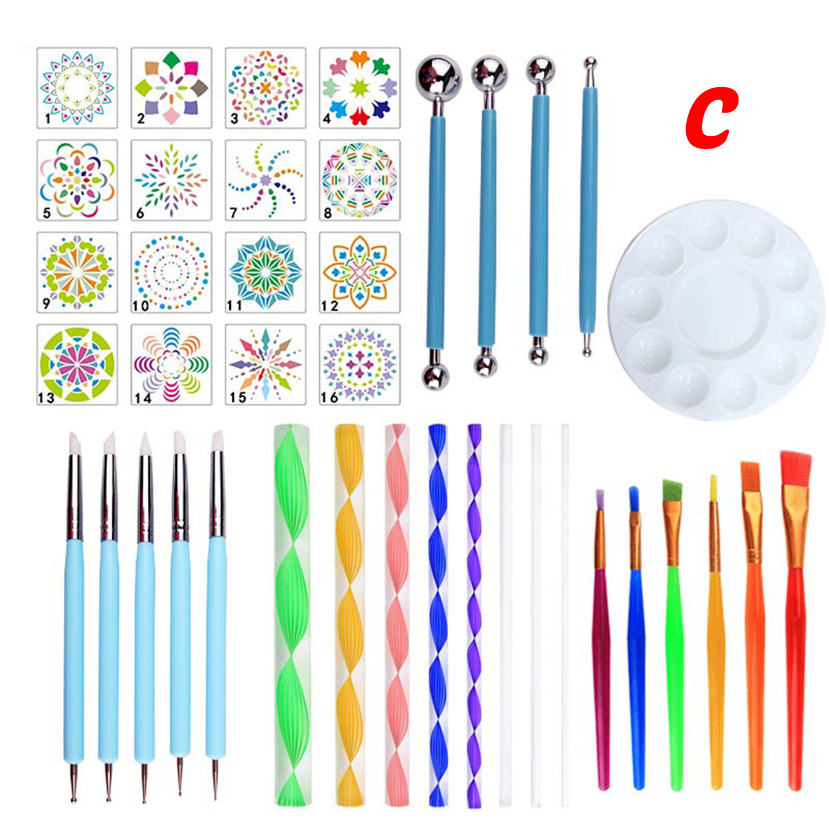 40Pcs-Mandala-Dotting-Tools-Set-Kit-Painting-Rocks-Stone-Art-Pen-Paint-Stencil-Tools-Kit-1725544-6