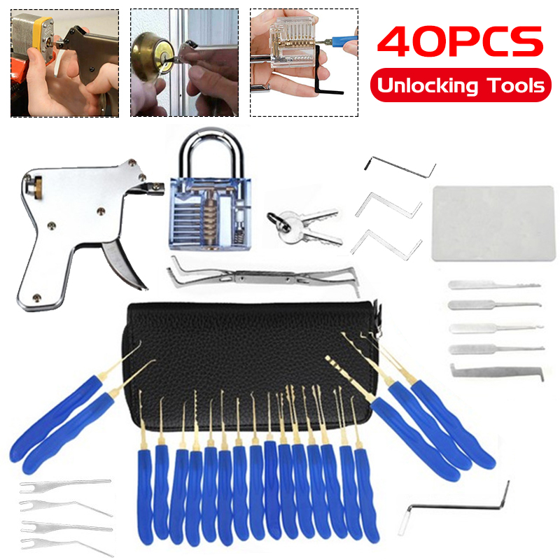 40Pcs-Unlocking-Practice-Training-Lock-Key-Extractor-Padlock-Lockpick-Tool-Kit-1677707-1