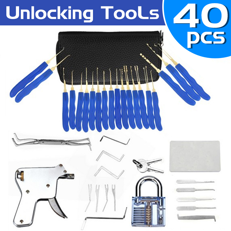 40Pcs-Unlocking-Practice-Training-Lock-Key-Extractor-Padlock-Lockpick-Tool-Kit-1677707-2