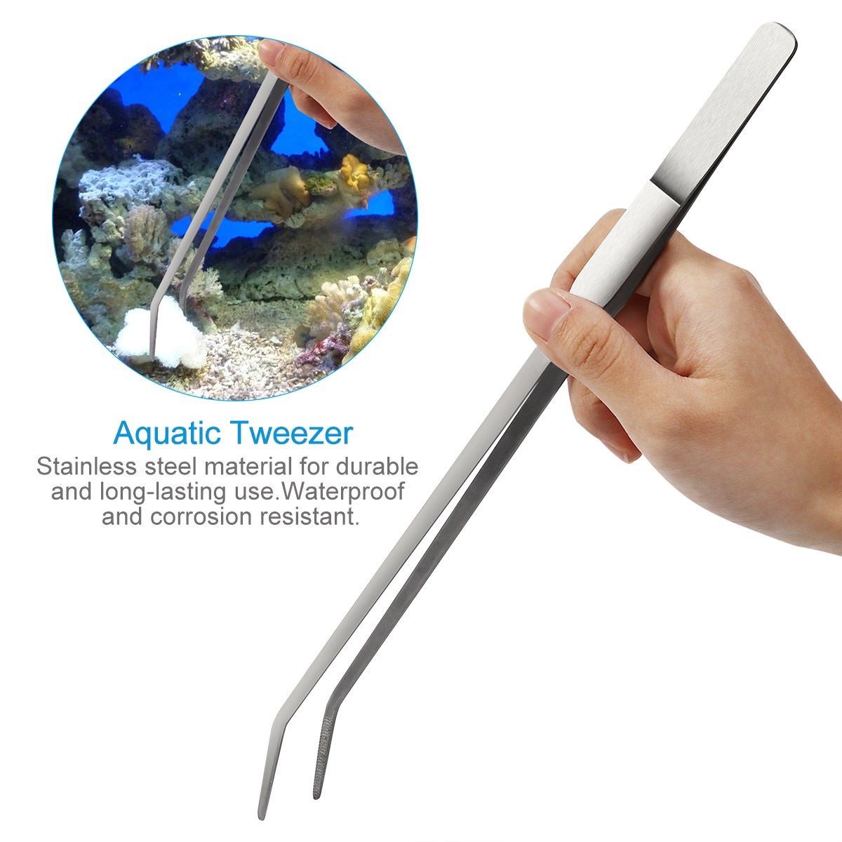 5Pcs-Stainless-Steel-Aquarium-Aquascaping-Tank-Aquatic-Plant-Fish-Cutter-Tweezers-Tool-with-Pouch-1378932-2