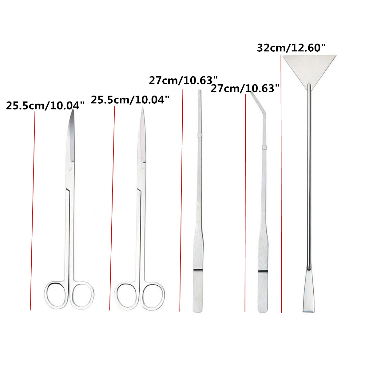 5Pcs-Stainless-Steel-Aquarium-Aquascaping-Tank-Aquatic-Plant-Fish-Cutter-Tweezers-Tool-with-Pouch-1378932-5
