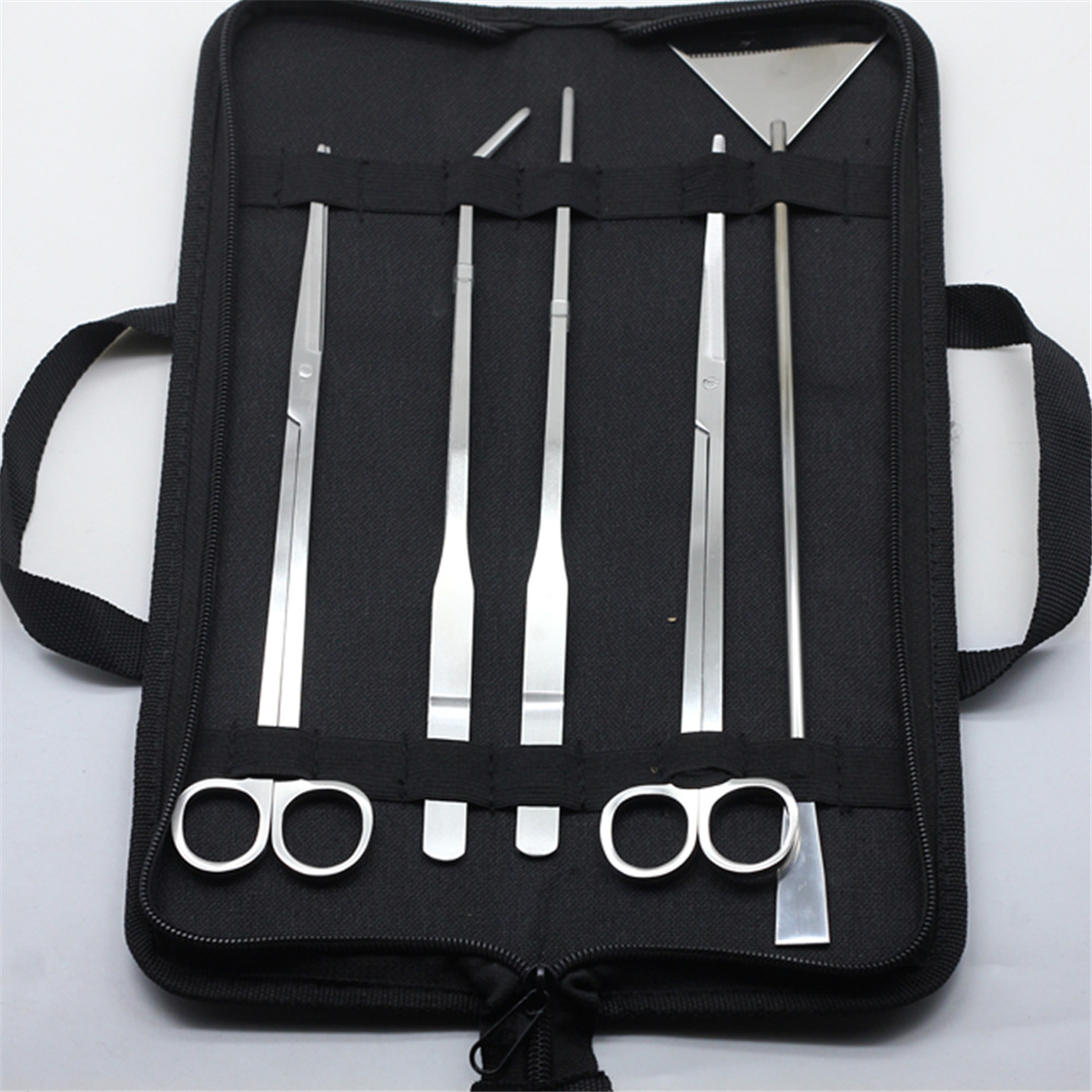 5Pcs-Stainless-Steel-Aquarium-Aquascaping-Tank-Aquatic-Plant-Fish-Cutter-Tweezers-Tool-with-Pouch-1378932-7