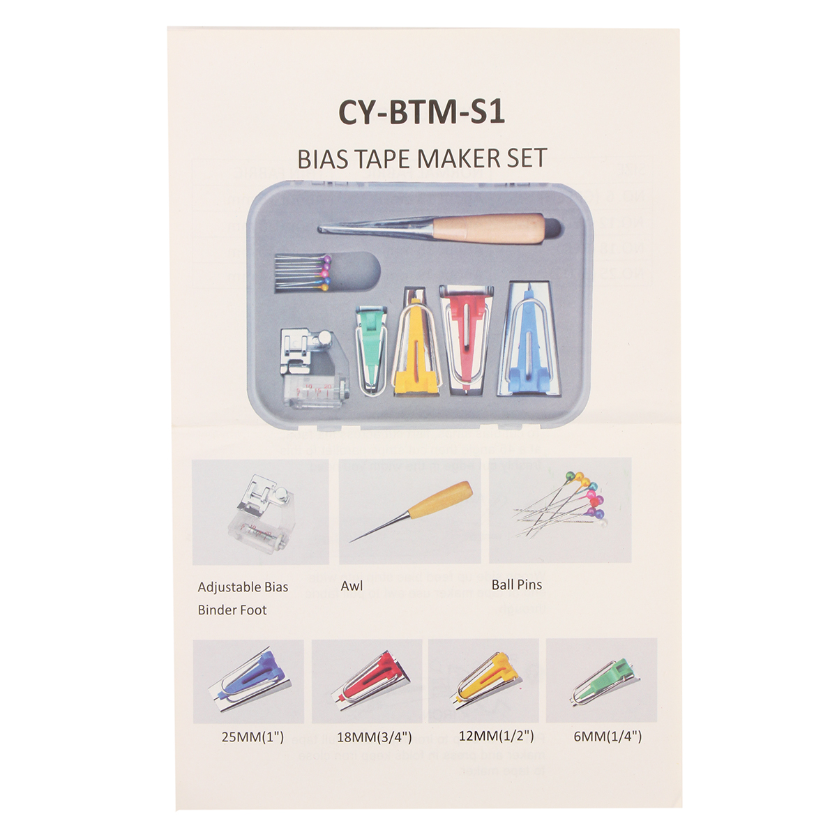 6121825mm-Fabric-Bias-Binding-Tape-Maker-Kit-Set-Binder-Foot-For-Sewing-Quilting--AWL-1114495-2