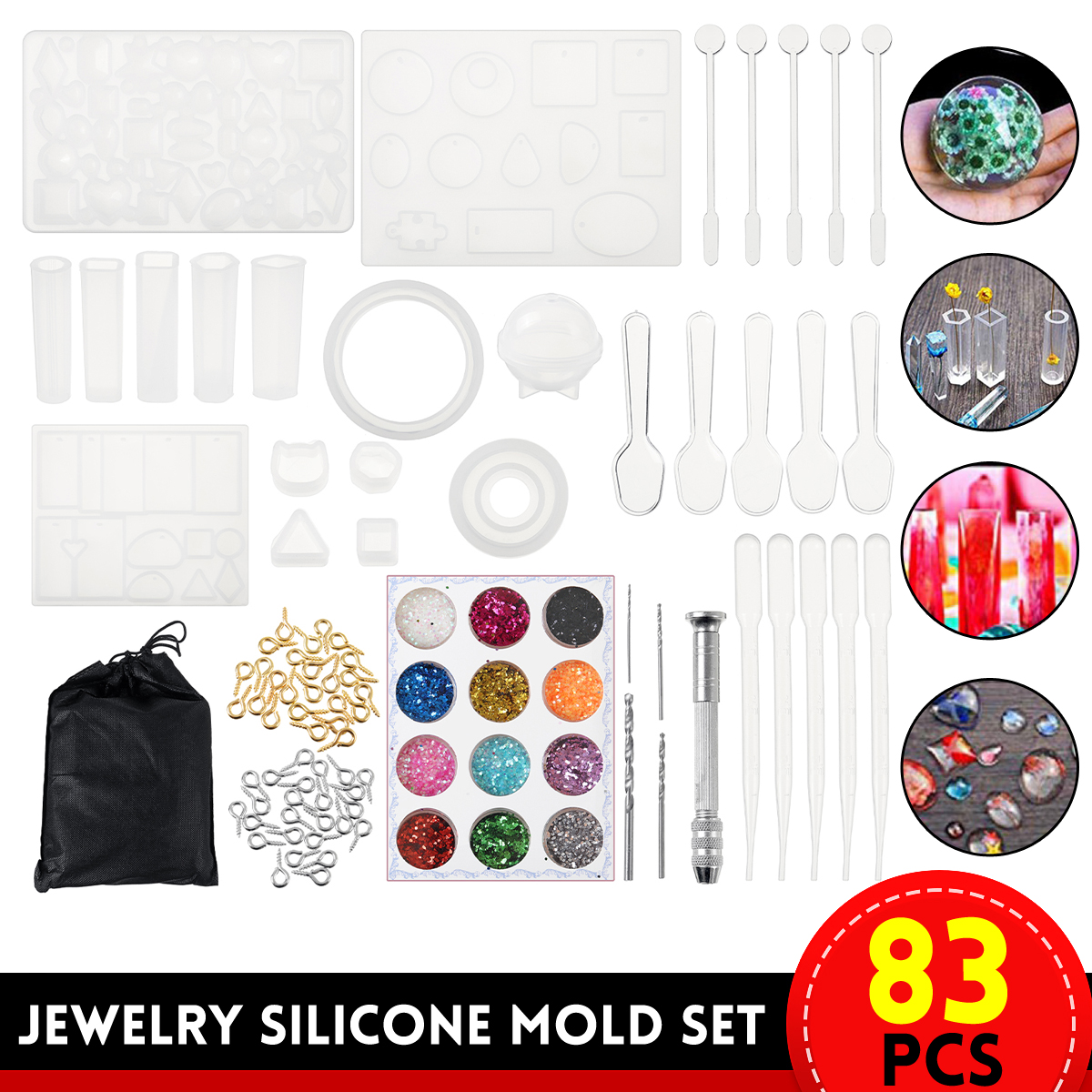 83x-Silicone-Resin-Casting-Mold-Tool-Sets-Kit-DIY-Pendant-Jewelry-Bracelet-Making-1808640-1